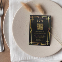 Elegant Art Deco Classic Gold Black QR