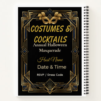 Elegant Art Deco Costumes and Cocktails Masquerade Notebook