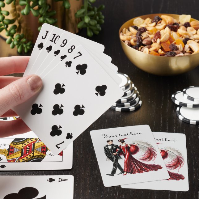 Elegant Art Deco couple add text  Playing Cards (In Situ)