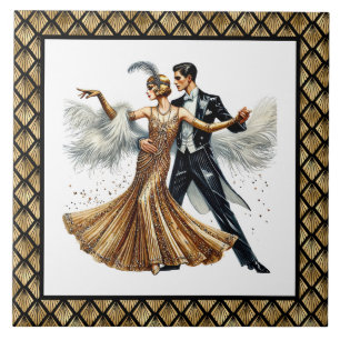 Elegant Art Deco couple Tile