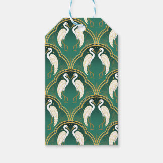 Elegant Art Deco Crane Pattern Gift Tags