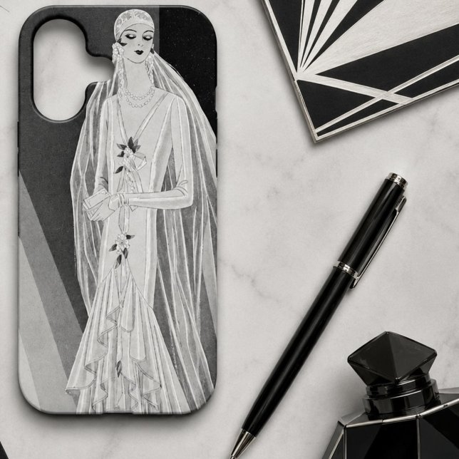 Elegant Art Deco Flapper Bride Illustration  Case-Mate iPhone Case (Creator Uploaded)
