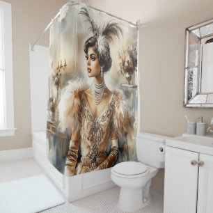 Elegant Art Deco Flapper Shower Curtain