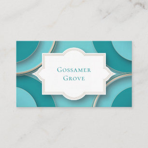 Elegant Art Deco Frame Teal Geometric Circles Business Card