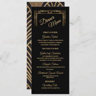 Elegant Art Deco Gatsby Dinner Menu
