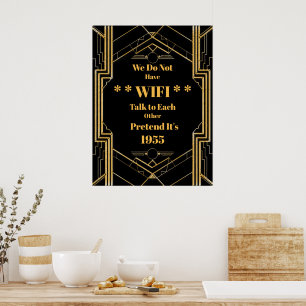 Elegant Art Deco Gatsby Unplugged Wedding Poster