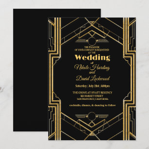 Elegant Art Deco Gatsby Wedding Invitation