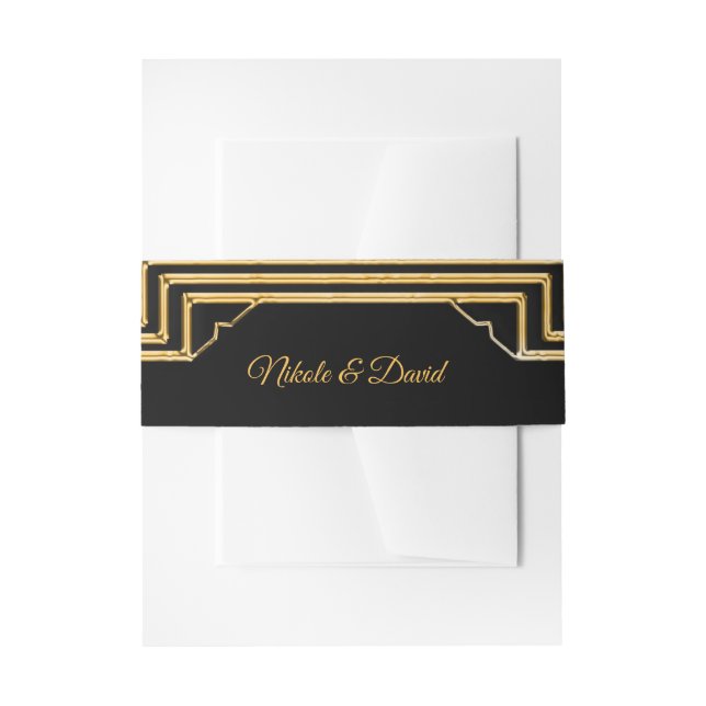 Elegant Art Deco Gatsby Wedding Invitation Belly Band (Front Example)
