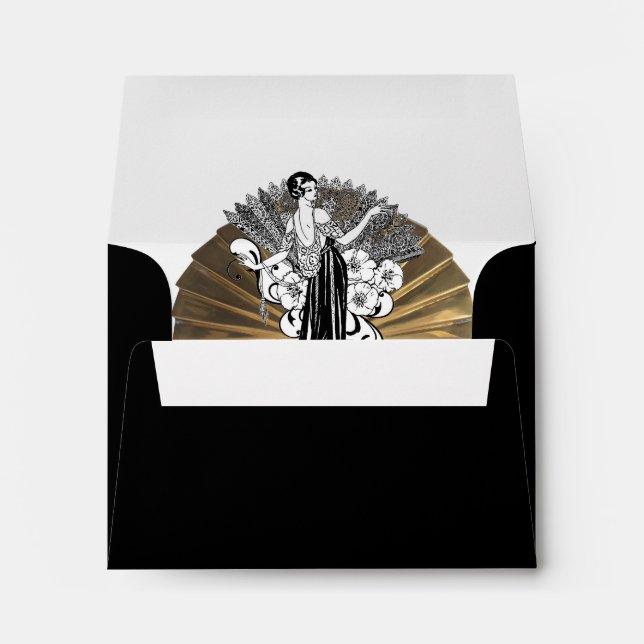 Elegant Art Deco Gatsby Wedding Note Card Envelope (Back (Bottom))
