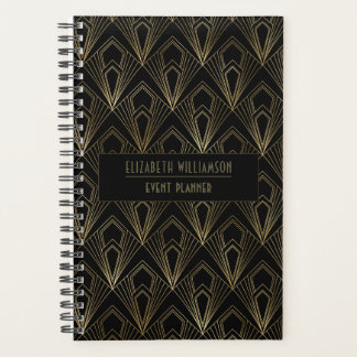 Elegant Art Deco Geometric Pattern| Black and Gold Planner