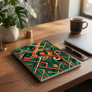 Elegant Art Deco Geometric Spiral Notebook
