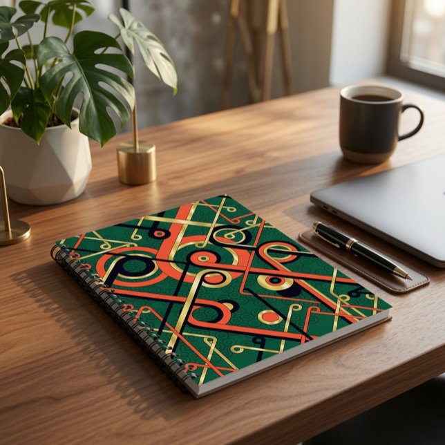 Elegant Art Deco Geometric Spiral Notebook (Creator Uploaded)