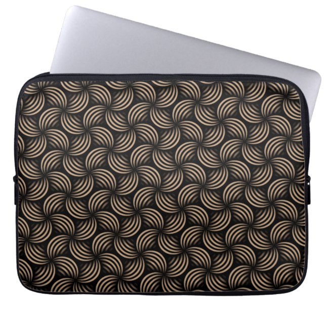Elegant Art Deco Geometric Waves Laptop Sleeve (Front)
