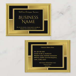 Elegant Art Deco Gold Black Geometrical Metal Business Card