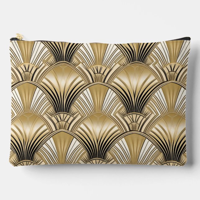 Elegant Art Deco gold black pattern  Accessory Pouch (Front)