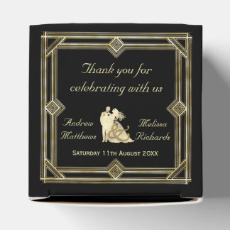Elegant Art Deco Gold Black Wedding Favour Box