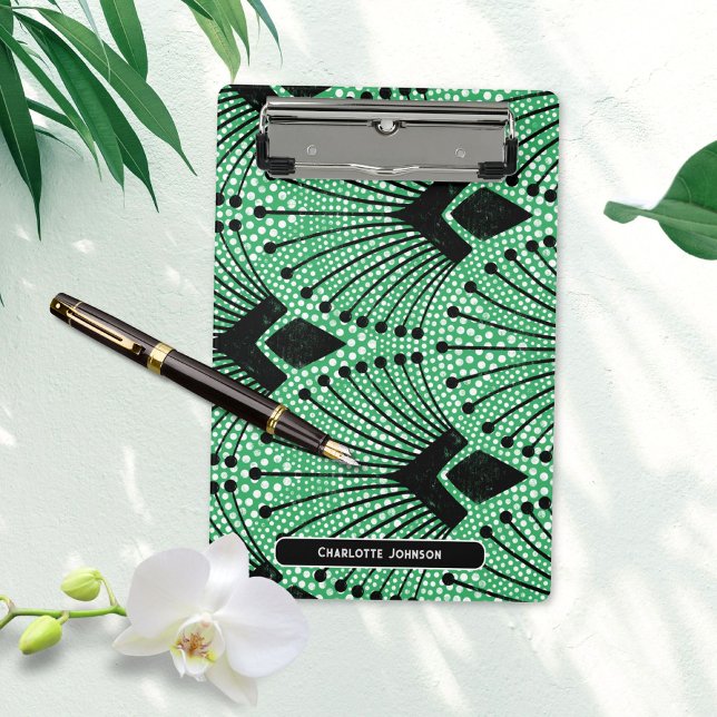 Elegant Art Deco Green Black White Peacock Pattern Mini Clipboard (Elegant Art Deco Green Black White Peacock Pattern Mini Clipboard ©Susanne Sachers - Sunny Mind 🌞)