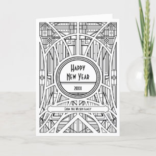 Elegant art deco Happy New Year Holiday Card