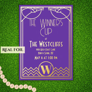 Elegant Art Deco Horse Derby Party Purple Gold