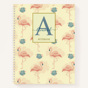 Elegant art deco inspired flamingo and roses  notebook