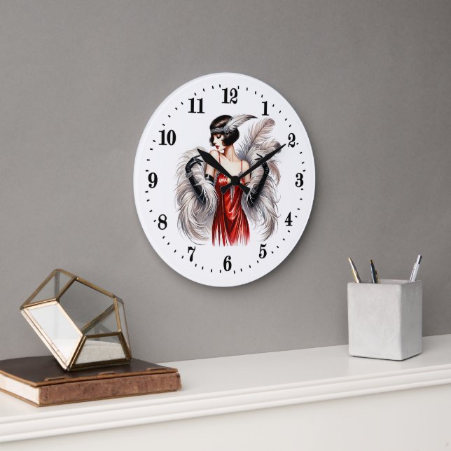 Elegant Art Deco lady Large Clock (Office)