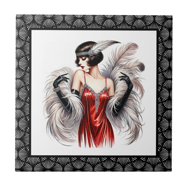 Elegant Art Deco lady Tile (Front)