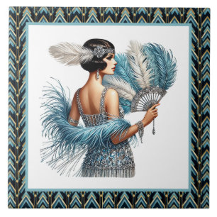 Elegant Art Deco lady Tile