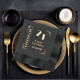 Elegant Art Deco Luxury 21st Birthday Party Foil Napkins