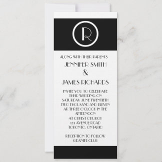 Elegant Art Deco Monogram R Wedding Invitation
