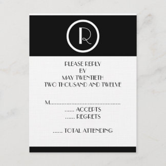 Elegant Art Deco Monogram R Wedding Reply Cards