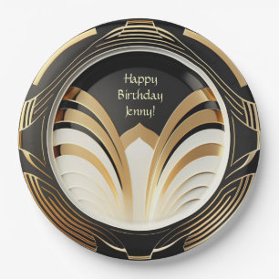 Elegant Art Deco Paper Plates - Personalised