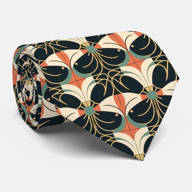 Elegant art deco pattern tiled tie (Rolled)