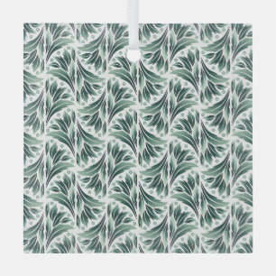 Elegant Art Deco Pattern with Green Foliage Glass Tree Decoration