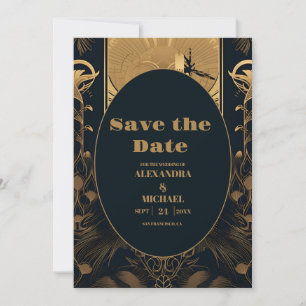 Elegant Art Deco Peacocks Wedding Save The Date