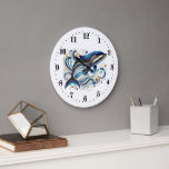 Elegant art deco penguin whale large clock<br><div class="desc">Elegant art deco penguin whale Large Clock</div>