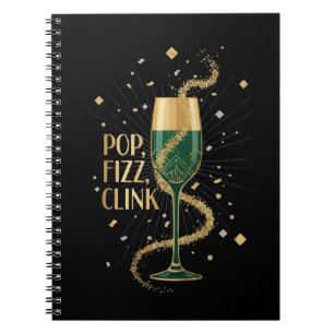  Elegant Art Deco Pop Fizz Clink   Gatsby Roaring  Notebook