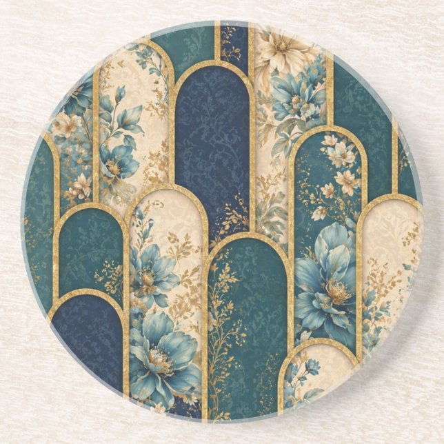 Elegant Art Deco Round Drink Coaster (Front)