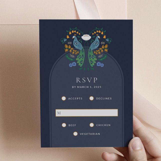 Elegant Art Deco RSVP Enclosure Card with Meals (Creator Uploaded)