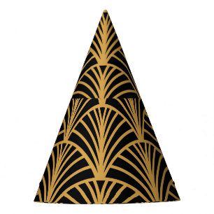 Elegant Art Deco, seamless golden ornament. Party Hat