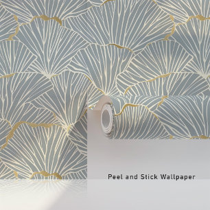 Elegant Art Deco Shell Blockprint Peel & Stick Wallpaper