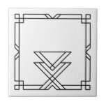 Elegant Art Deco Simple Geometric Frame Tile<br><div class="desc">Elegant simple black art deco geometric decorative frame element on a white ceramic tile. Sleek chic design,  perfect for a modern or art deco vintage style interior.</div>