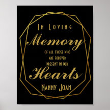 Elegant art deco style Gold Cut In loving memory