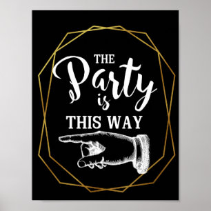 Elegant art deco style THIS WAY FINGER POINTING Poster
