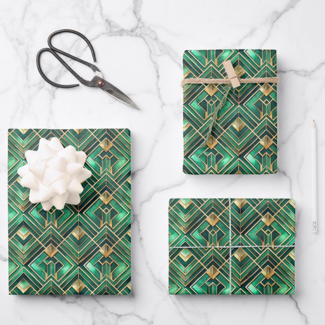 Elegant Art Deco tiled pattern party  Wrapping Paper Sheet (Front)