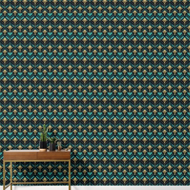 elegant art Deco tiled pattern  Wallpaper (Hallway)
