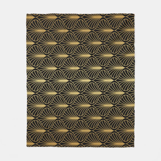 Elegant Art Deco: Vintage Abstract Fleece Blanket (Front)