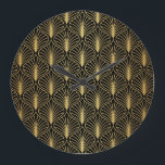 Elegant Art Deco: Vintage Abstract Large Clock<br><div class="desc">Elegant Art Deco Vintage Background. Seamless Abstract Pattern. Vintage Illustration.
Elegant Art Deco Vintage Pattern,  Perfect for Fashion!
Elegantly Retro Art Deco Pattern - Vintage Chic!
leaf,  background,  pattern,  abstract,  illustration,  flower,  texture,  decor,  fashion,  nature,  vintage,  floral,  retro,  line,  seamless,  geometric,  silhouette,  tropical,  asian,  feather</div>
