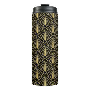 Elegant Art Deco: Vintage Abstract Thermal Tumbler