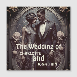 Elegant Art Deco Wedding Couple - Invitation