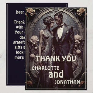 Elegant Art Deco Wedding Couple - Thank You Card